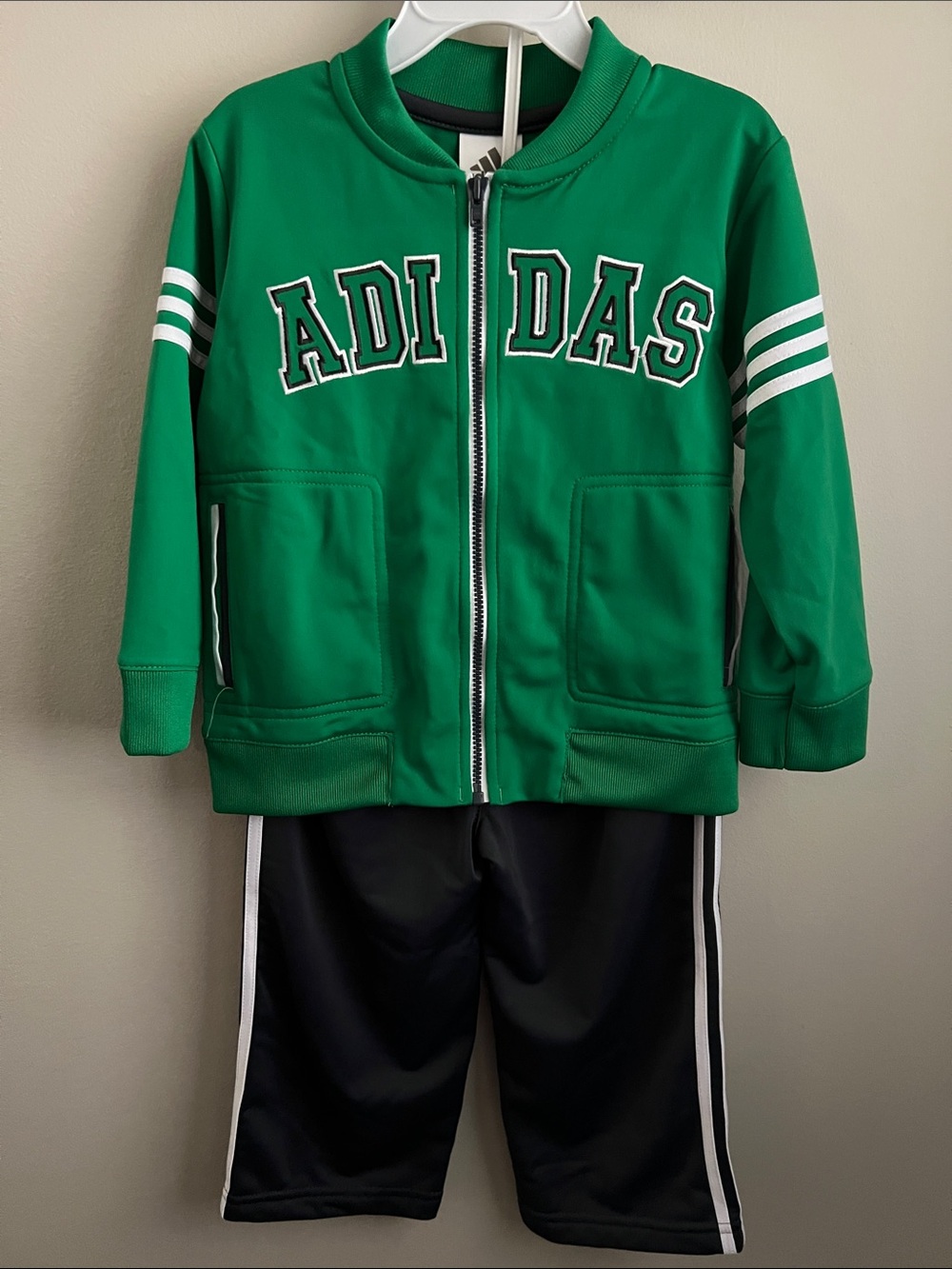 Kids Green Adidas Tracksuit